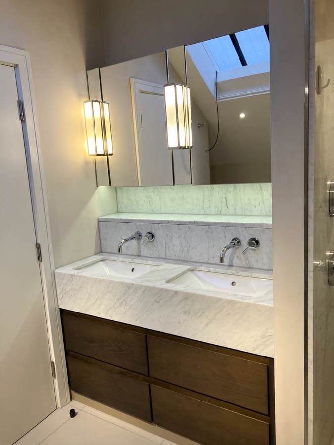 Double vanity bathroom renovation detail